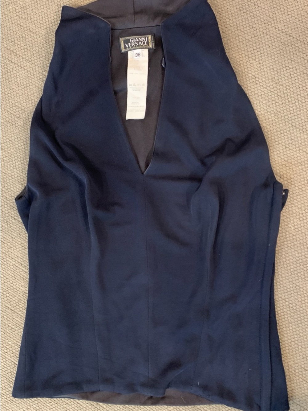 Vintage Versace Navy V-Neck Sleeveless Top